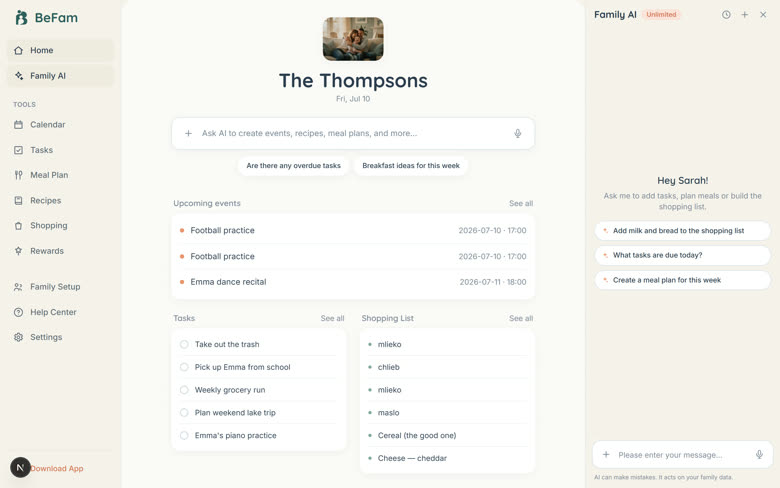 BeFam web app